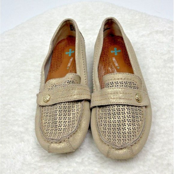 Baretraps Posture Comfort Perforated Leather Gold Oakes Loafers Womens Size 7 - Picture 2 of 7